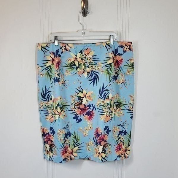 Plus Size Talbots Blue Flowered Skirt