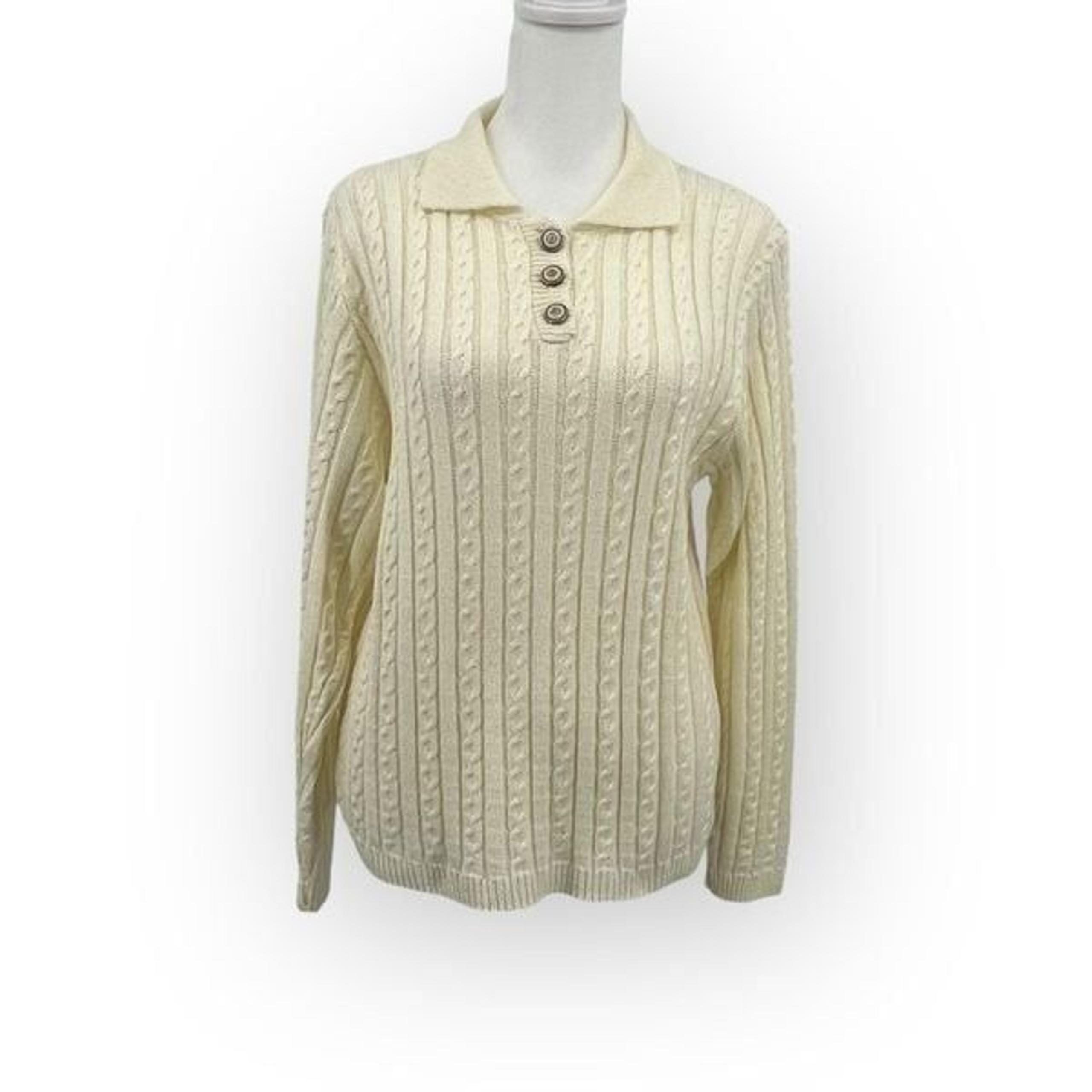 Vintage 90’s Alfred Dunner Cable Knit Sweater in Cream Women’s Size PM
