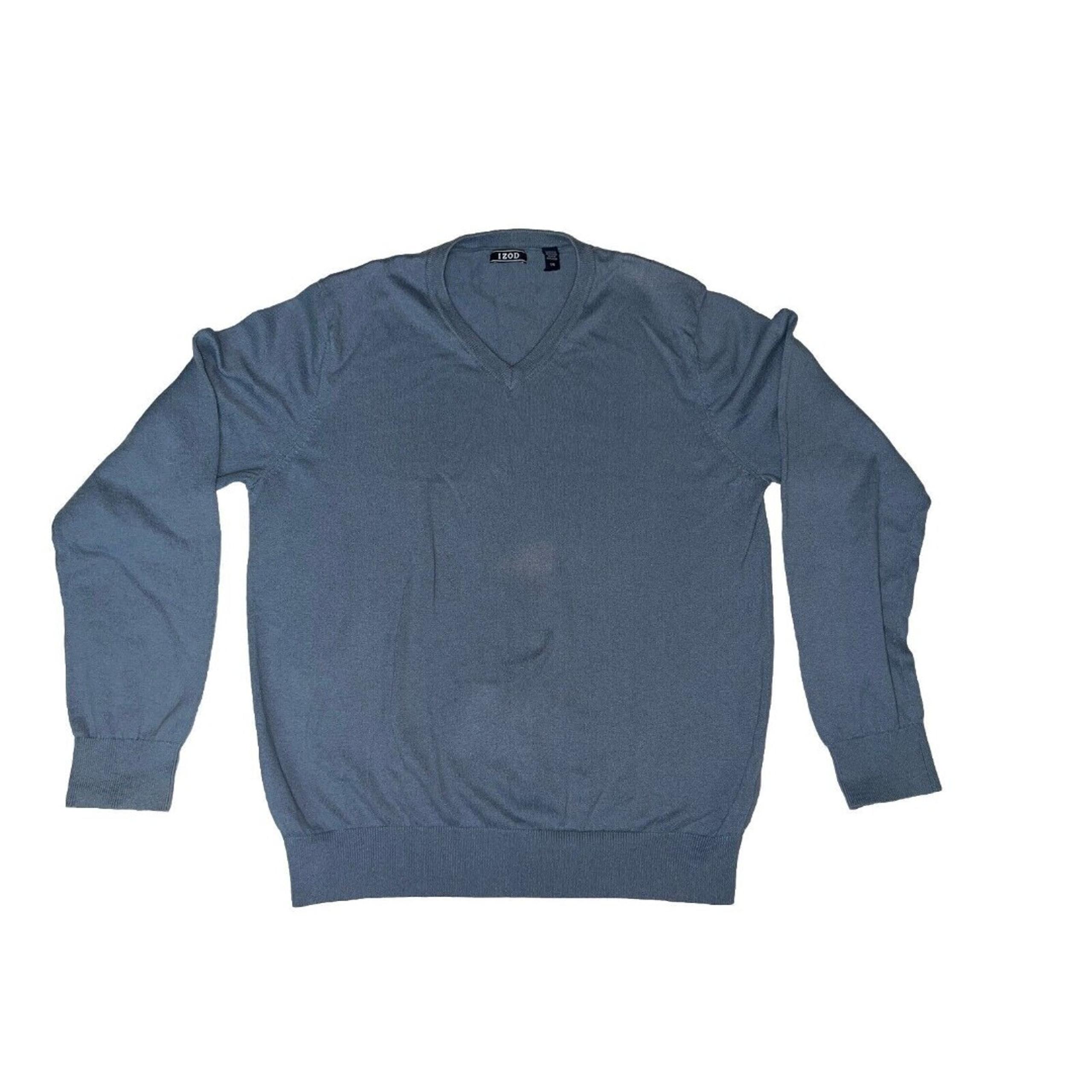 Izod Navy Blue Mens Large Long Sleeve V Neck Cardigan Sweater