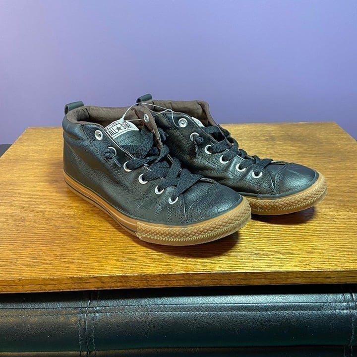 Vintage Converse Men's Sneakers 6 Black All Star Chuck Taylor Street Mid Retro