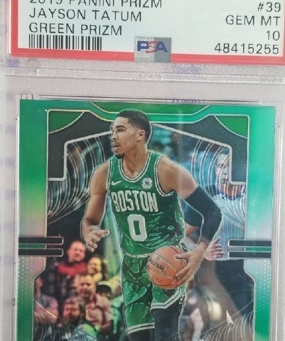 Green Panini Prizm Jayson Tatum PSA 10. color match. Celtics