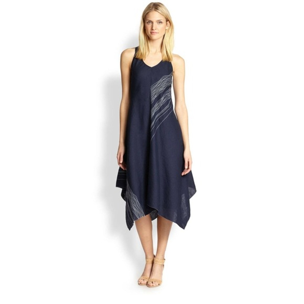 Eileen Fisher linen handkerchief hem asymmetrical dress