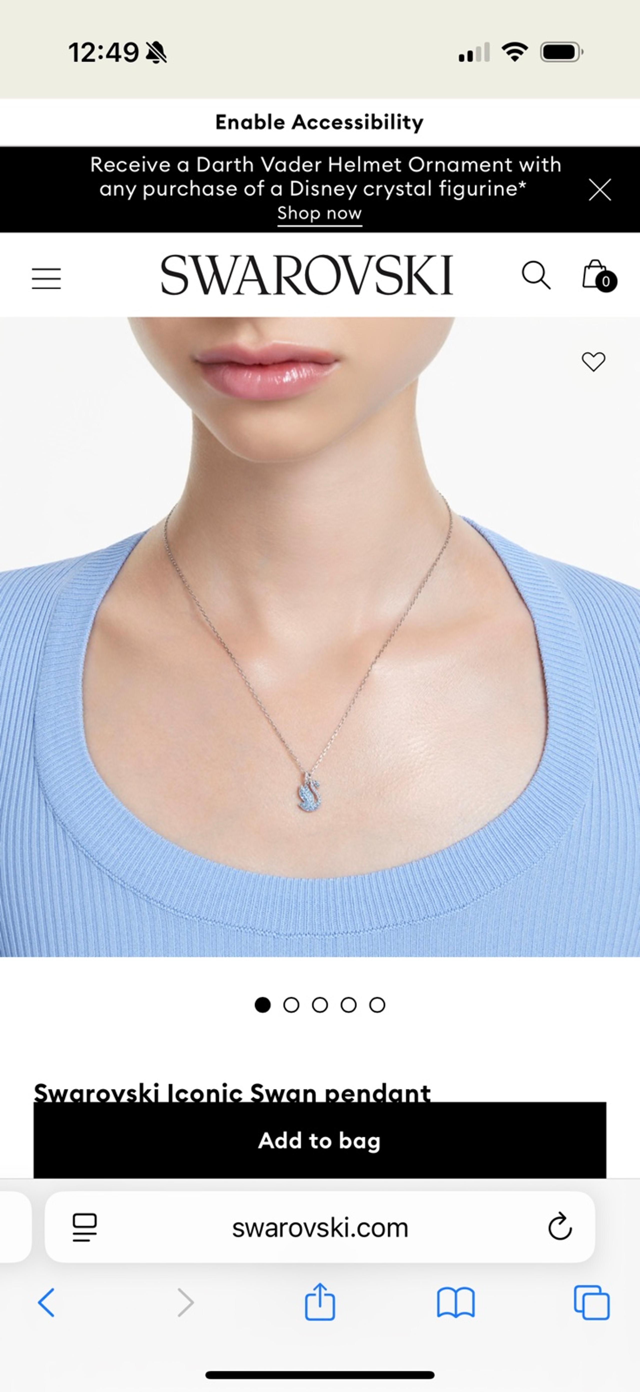 Swarovski Blue swan necklace in box iconic swan pendant