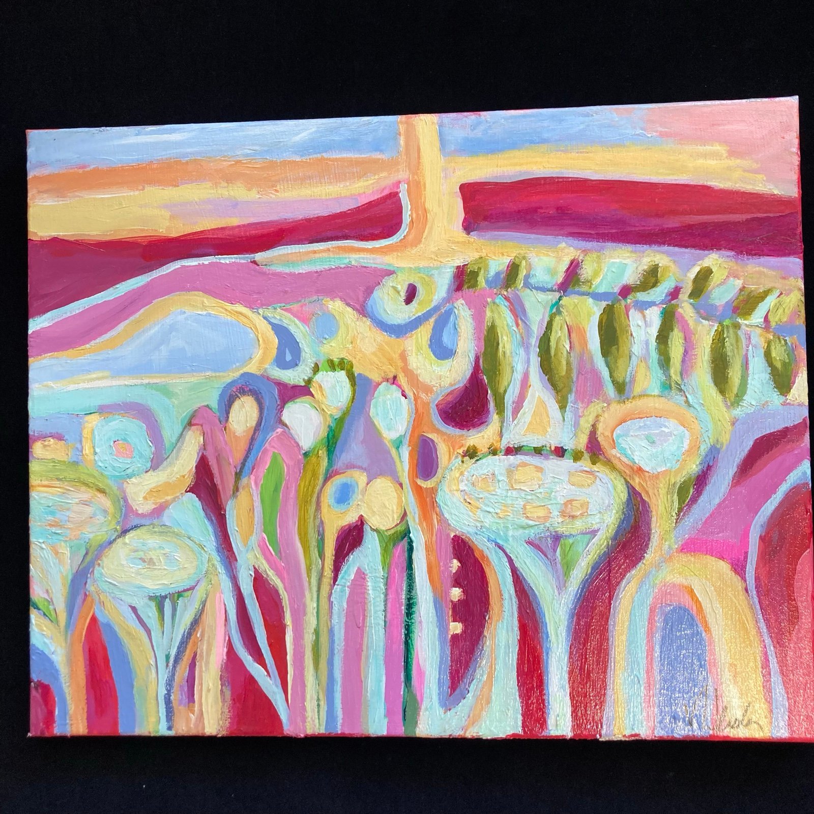 “Island Garden “An Original ,Large acrylic Painting 20”x16”