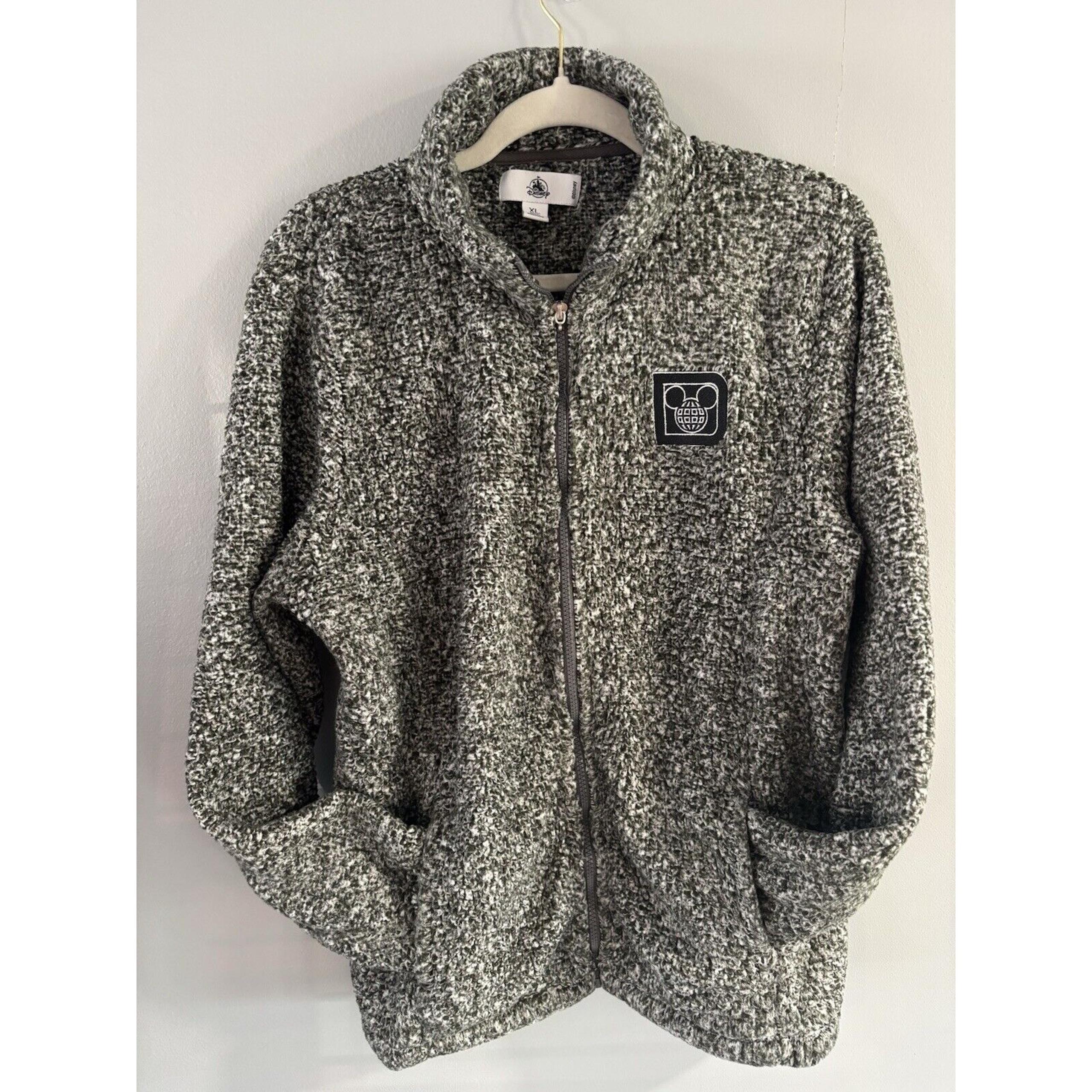 Disney Parks Mickey Mouse Fleece Sherpa Womens Full Zip Jacket D Logo XL