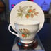 Vintage Royal Vale England bone china teacup and saucer with display stand