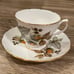 Vintage Royal Vale England bone china teacup and saucer with display stand