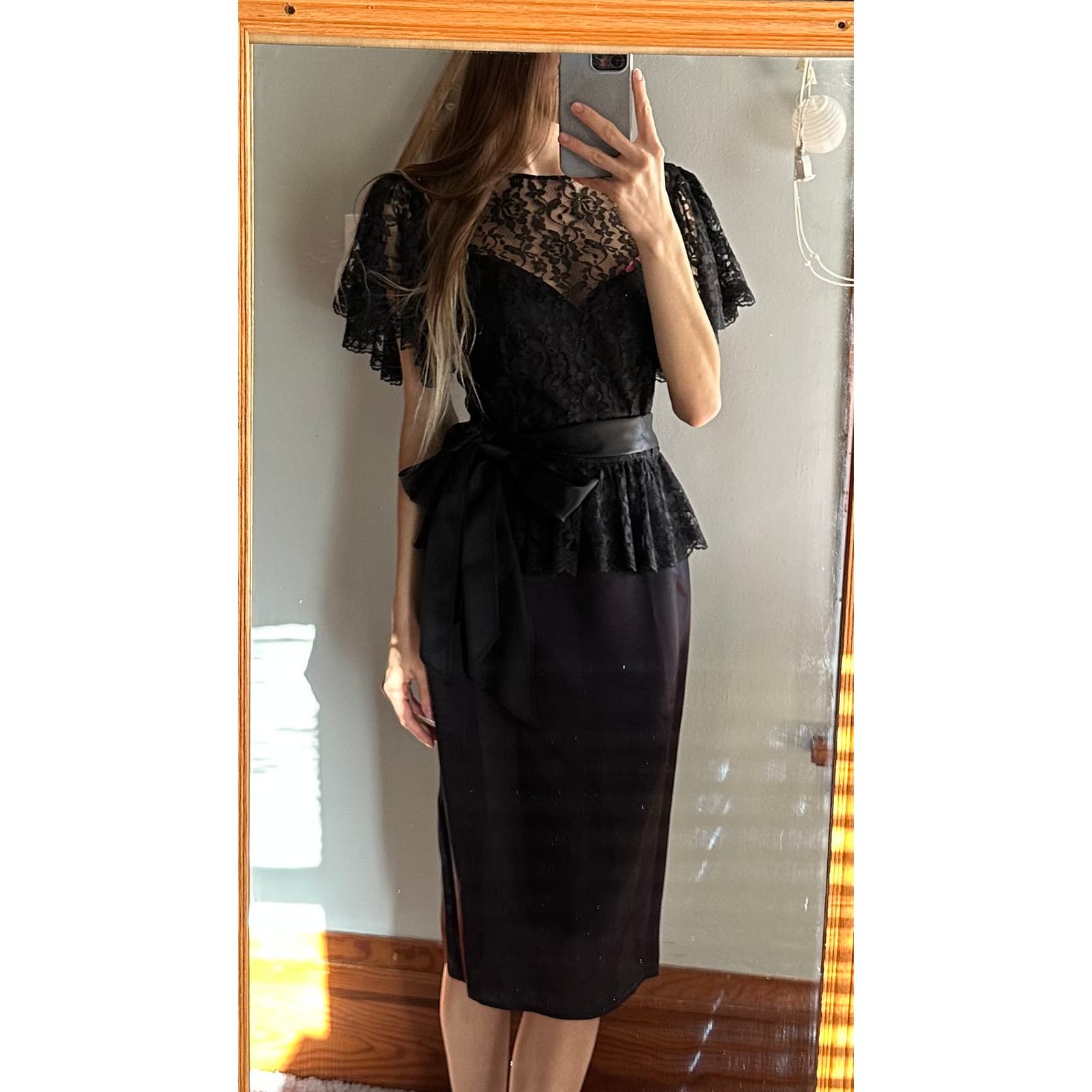 Vintage Gunne Sax by Jessica McClintock Lace Black Dress
