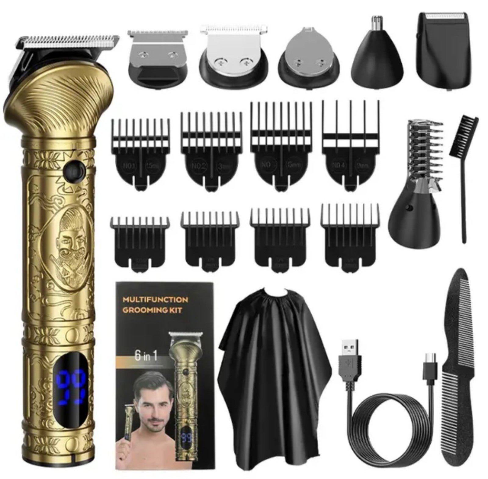 6 in 1 Beard Grooming Kit Electric Shavers Hair Trimmer Gift
