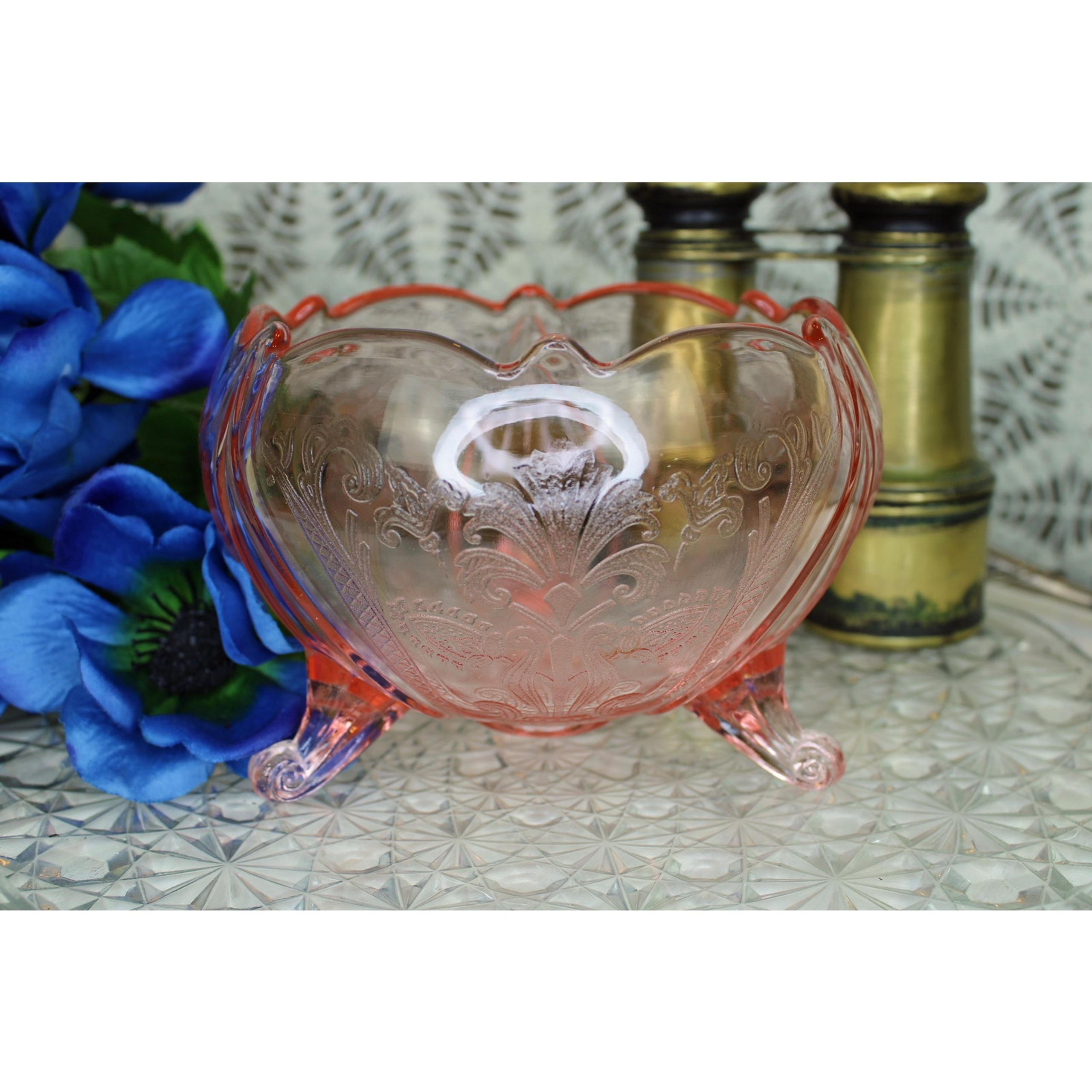Indiana Sandwich Glass Pink Footed Candy Dish
