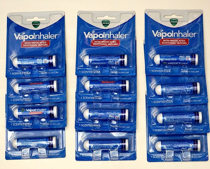 12 pack VICKS Vapolnhaler Non-Medicated Scented Stick Soothing Vapors 0.20 ml