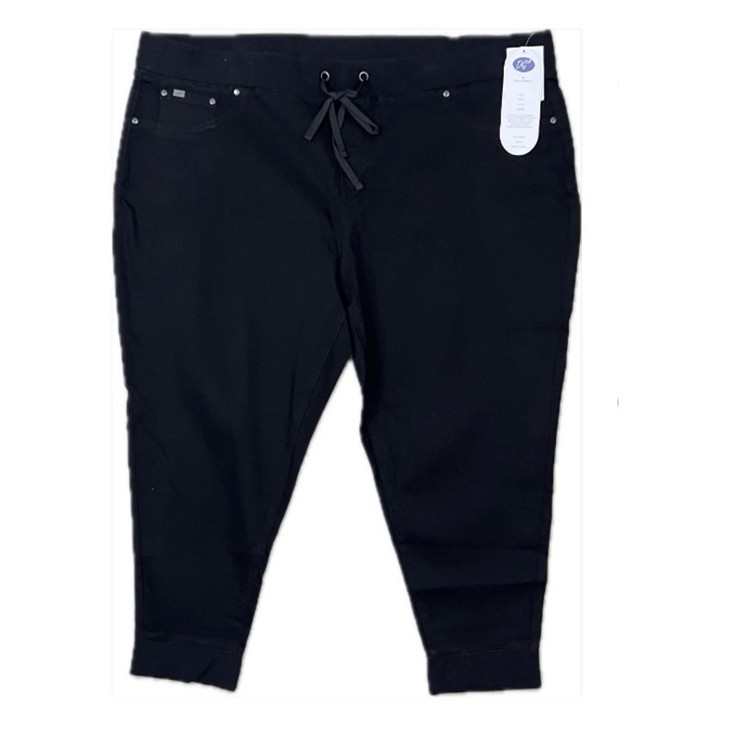 NWT DG2 by Diane Gilman Black Twill Tie Front Cropped Pants Size 3XP