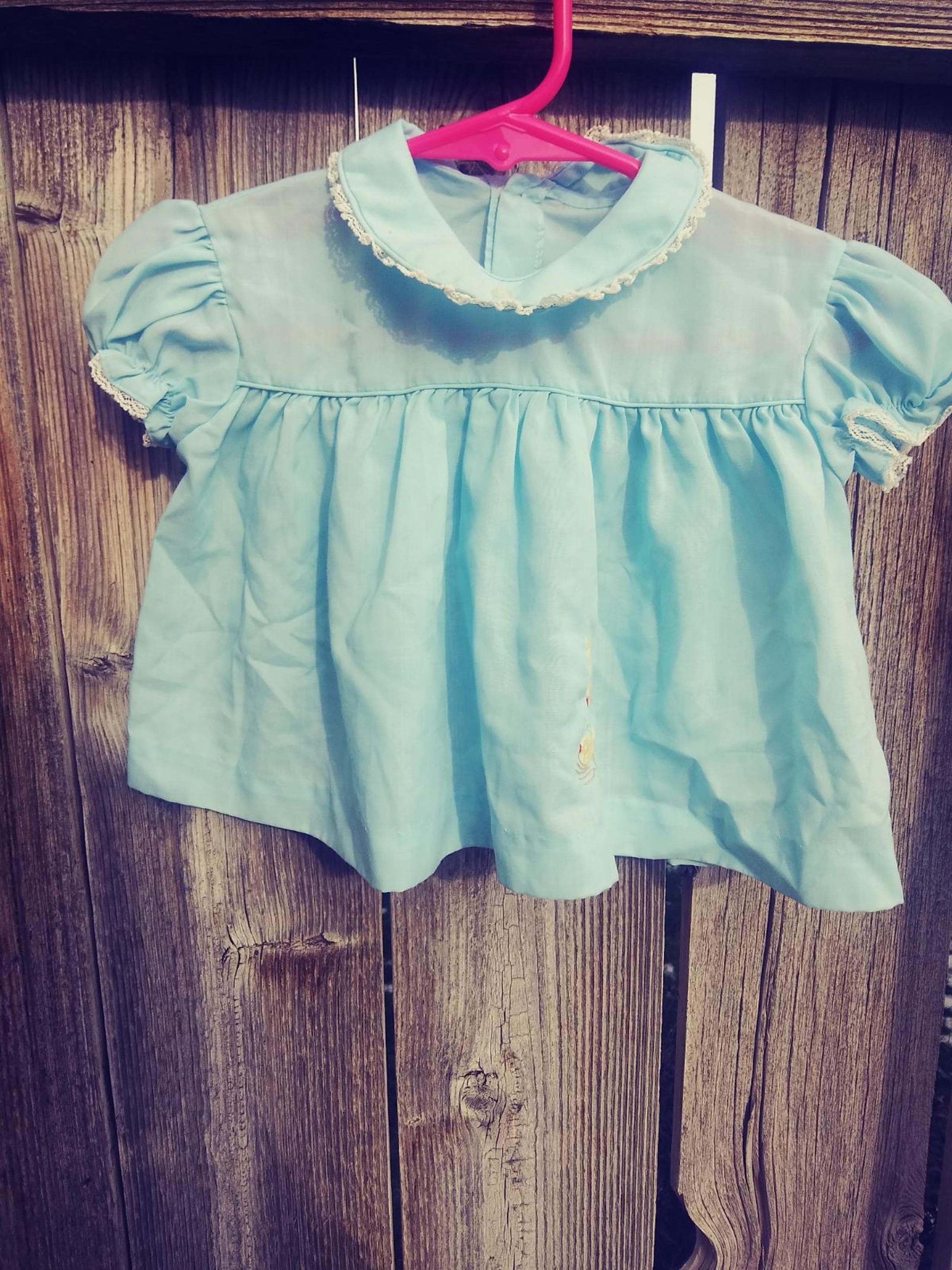 Vintage blue baby dress size 0/3 months