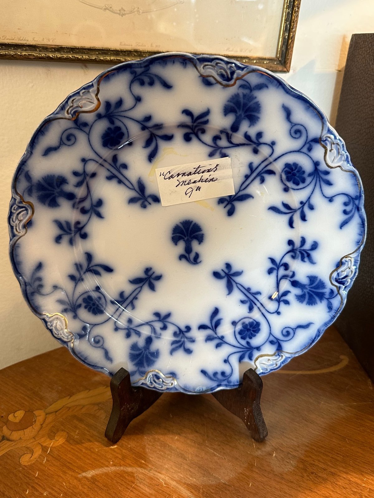 Antique Flow Blue Rim Soup Bowl J.G. Meakin Hanley England COLONIAL Pattern 9
