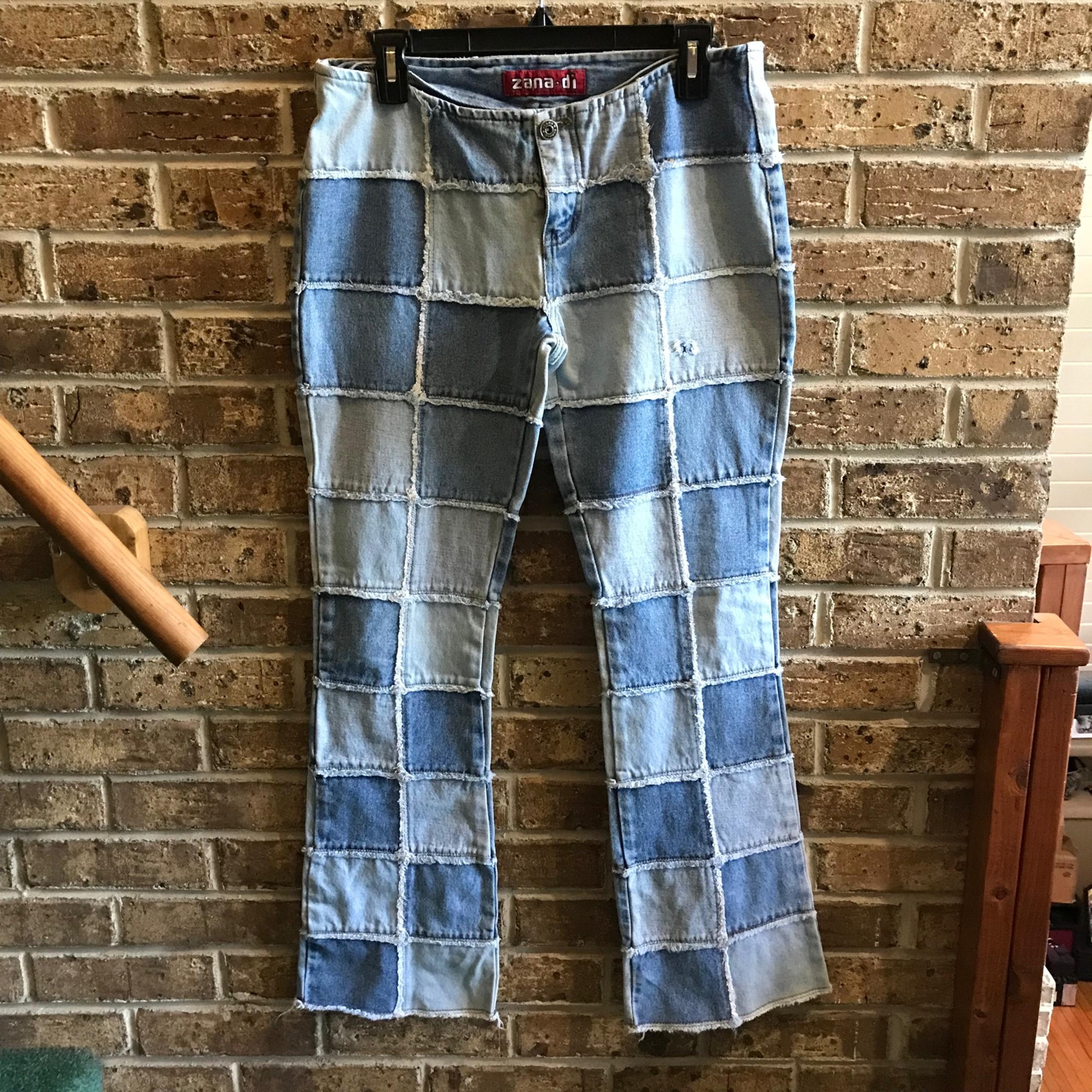 Y2K VTG 90s Patchwork Denim Jeans By Zana - Di Good used condition  Small hole a