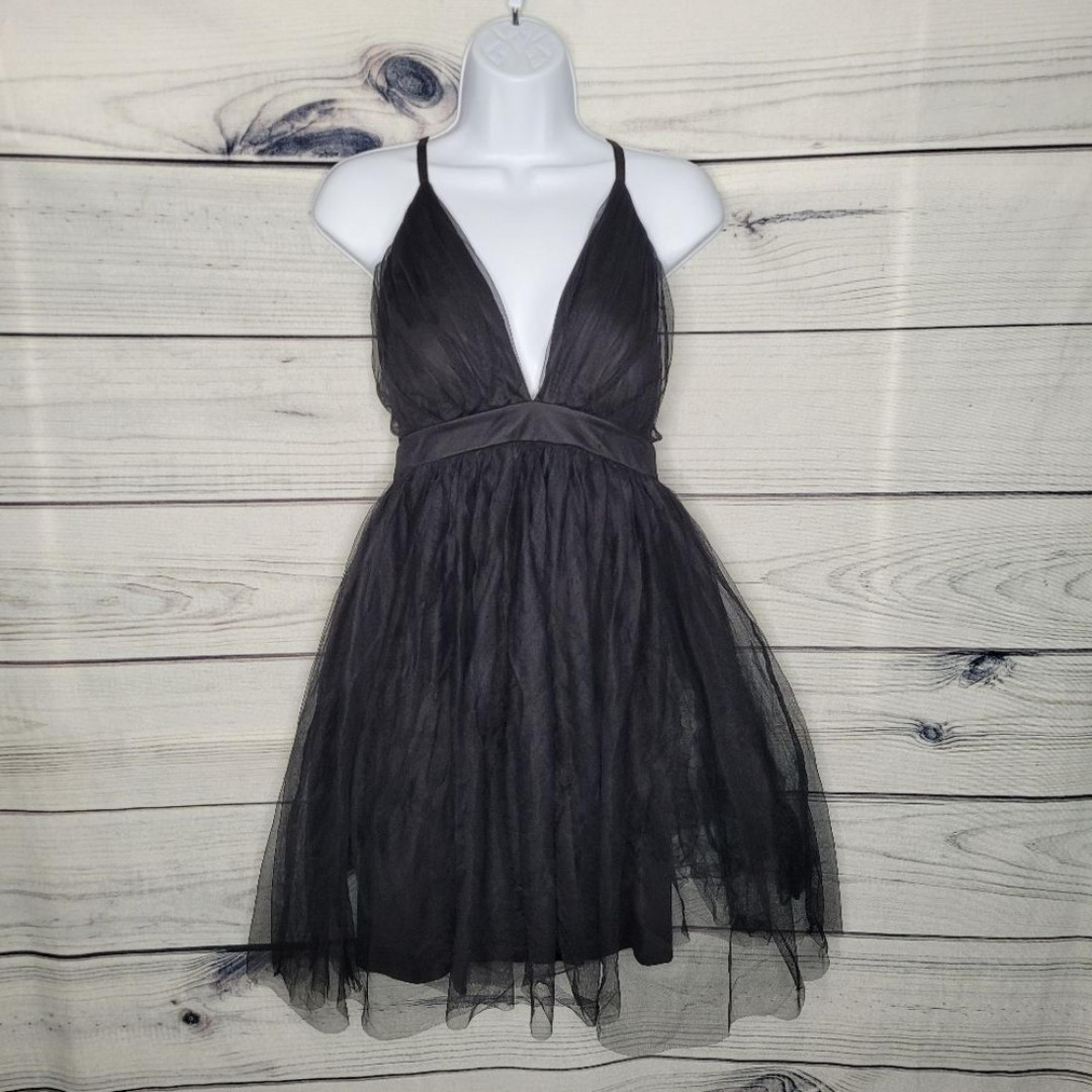Haute Monde black mini cross back Tulle Dress size large