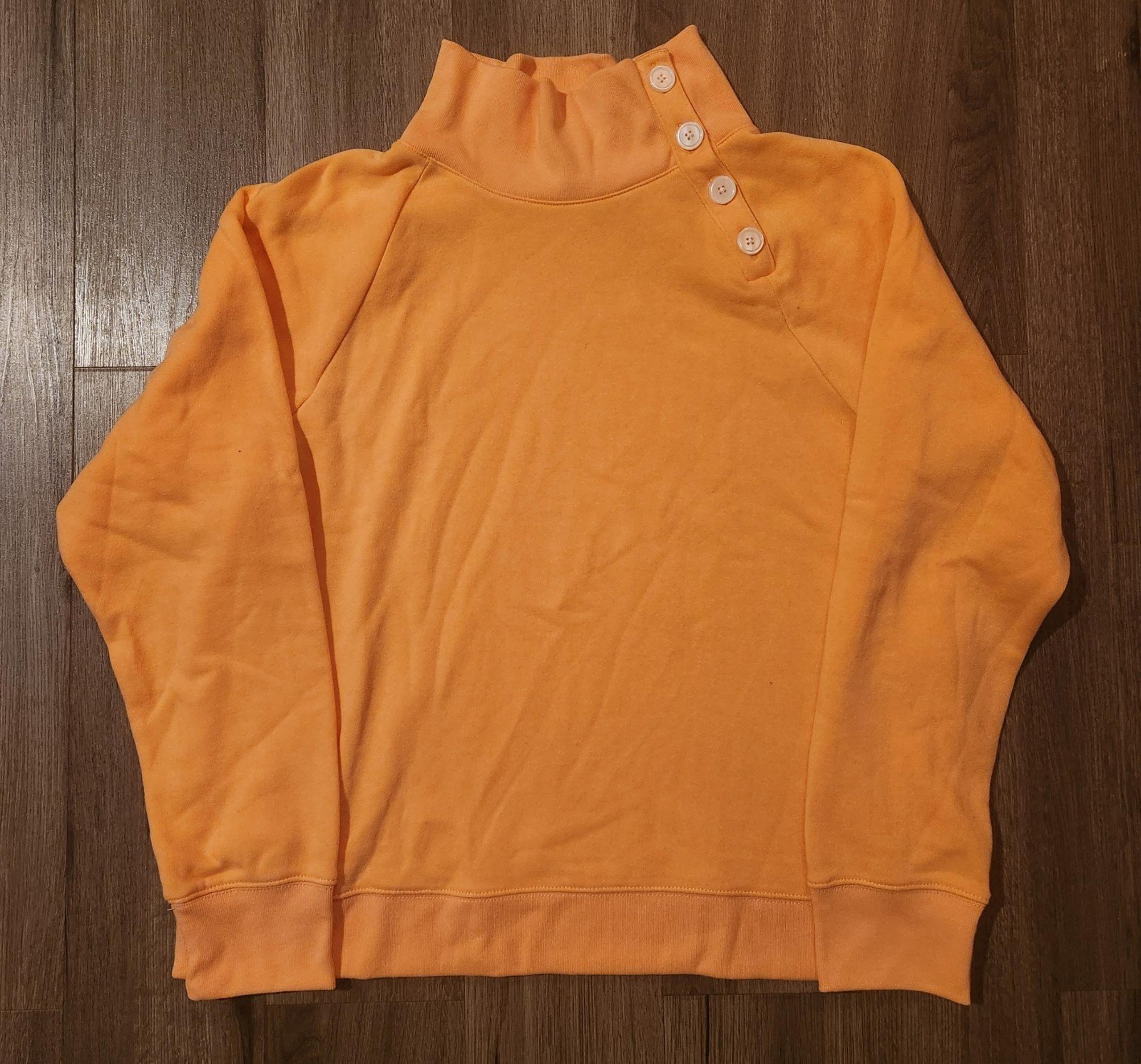 J Crew Mercantile Wide Button Collar Pullover Sweatshirt Fleece Women's Size XL