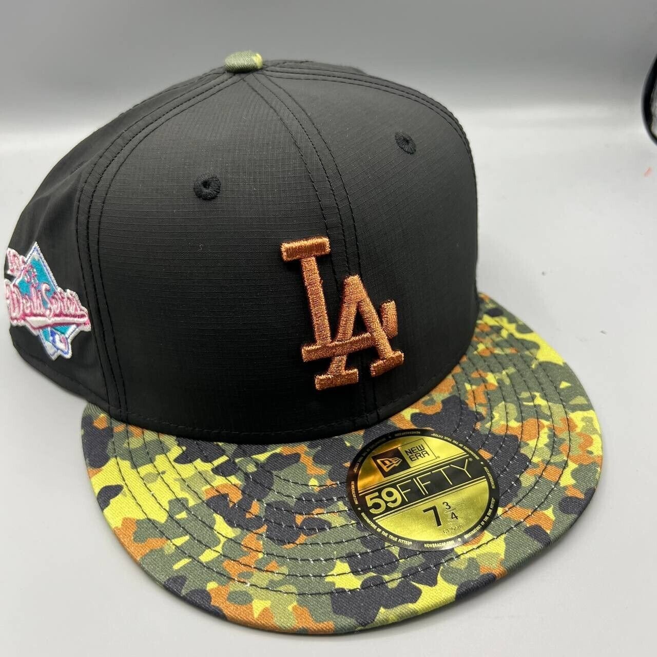 Los Angeles LA Dodgers Hat Men 7 3/4 Black Camo 59Fifty New Era Fitted Cap New