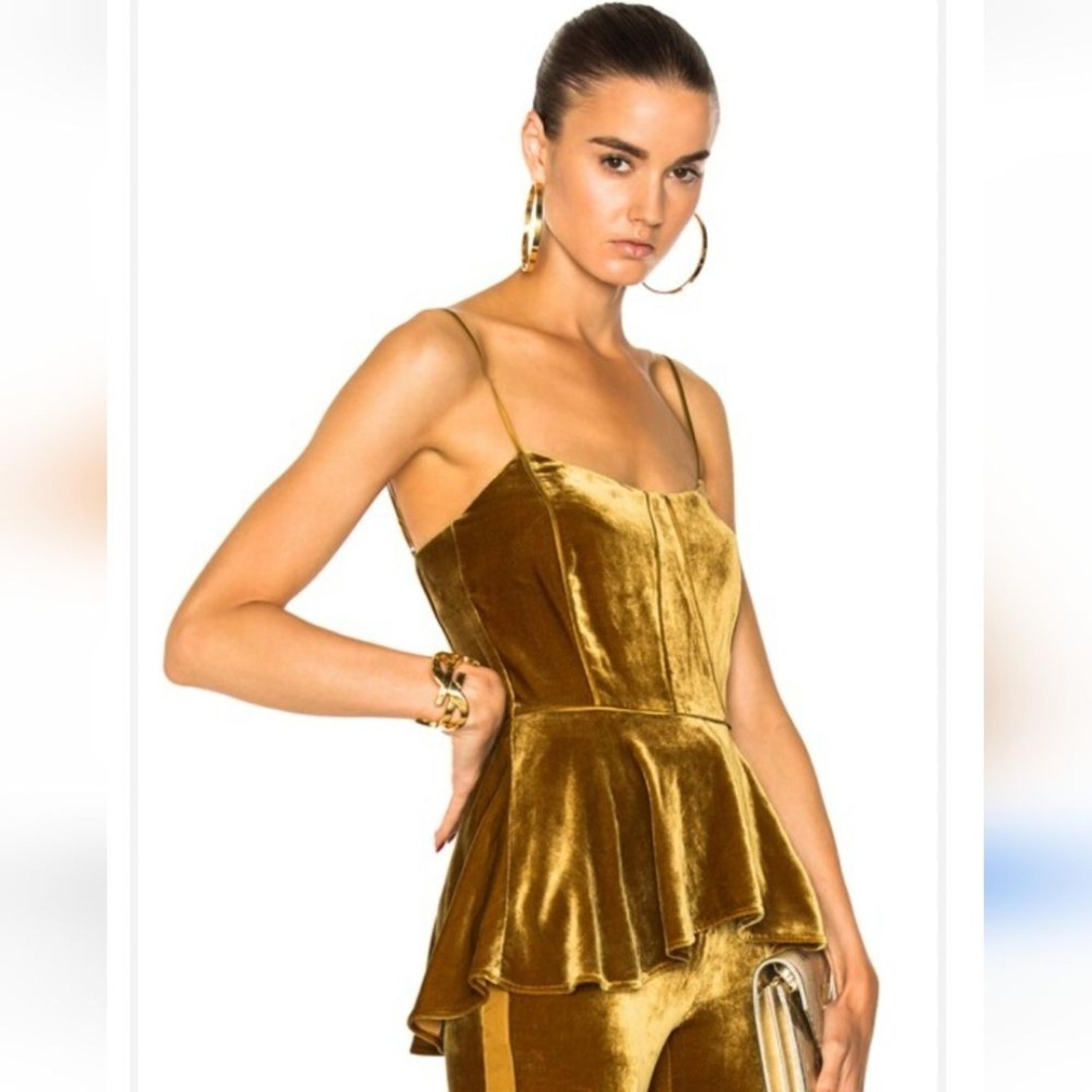 Veronica Beard Sebastian Gold Metallic Velvet Bustier Peplum Camisole Size 0