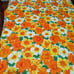 Tablecloth- Irish- Linen- Mid Mod- Orange- Yellow- Flowers- Retro- Table- Decor