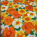 Tablecloth- Irish- Linen- Mid Mod- Orange- Yellow- Flowers- Retro- Table- Decor