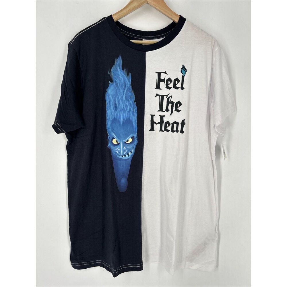 Disney Parks Hades Feel The Heat Black White Tshirt Adult L Embroidered NWT