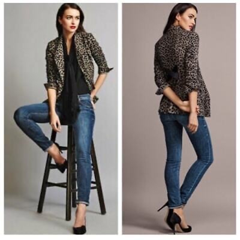 Cabi 3373 Jungle Jacket Animal Print Blazer Leopard 10 Tan Black Stretch Pockets