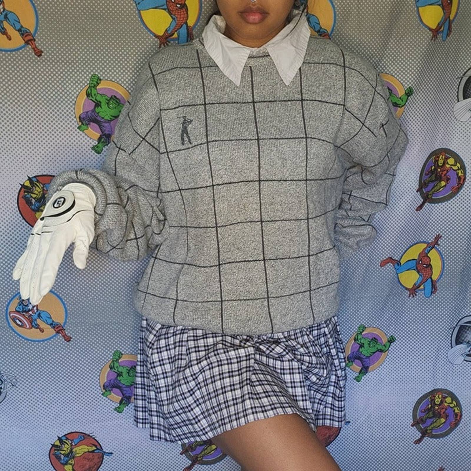 VINTAGE SHENANDOAH PLAID GOLF SWEATER