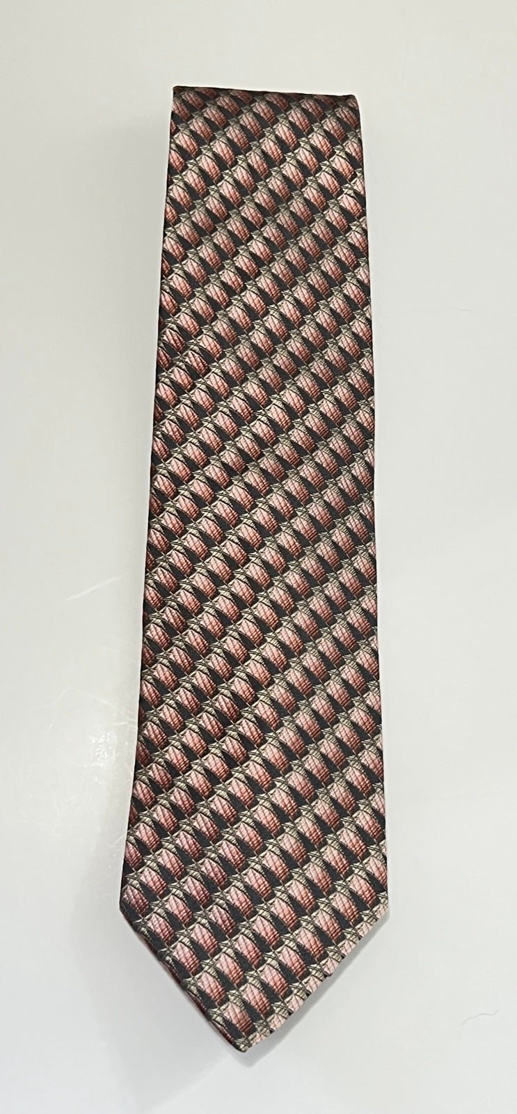 NWOT Vintage Ermenegildo Zegna Luxury Textured 100% Silk Abstract Art Deco Tie.