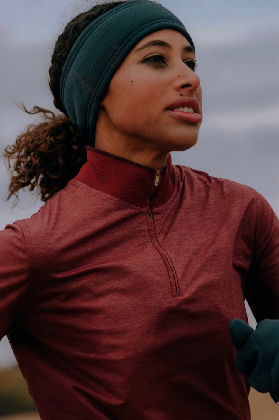 Tracksmith Session Cropped Crimson Quarter Zip Size Large