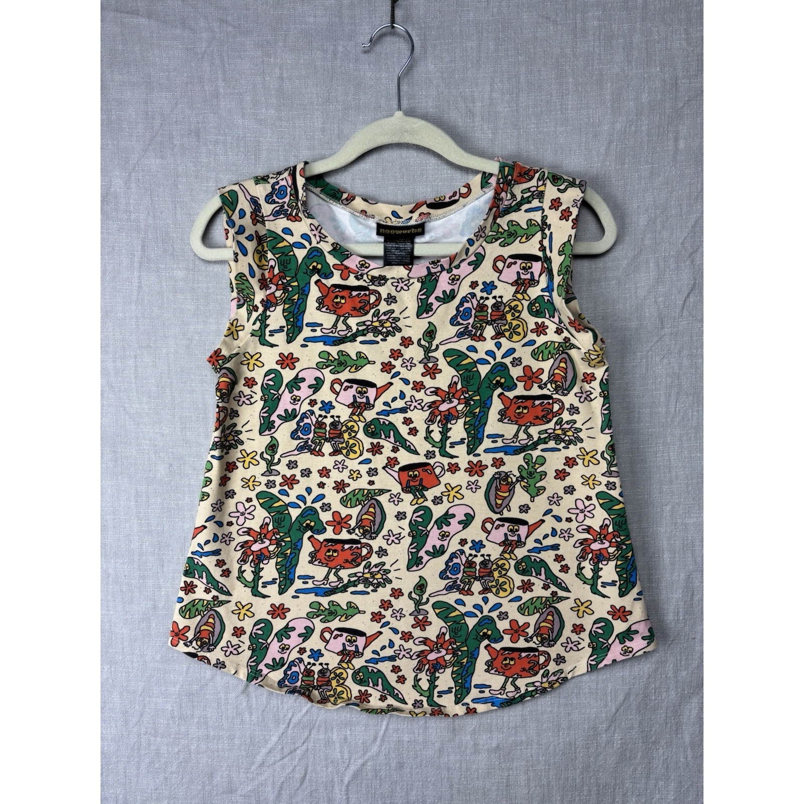 Nooworks Puff Top Medium Bug Out Aop Tank Shirt Garden Botany Anthropomorphic