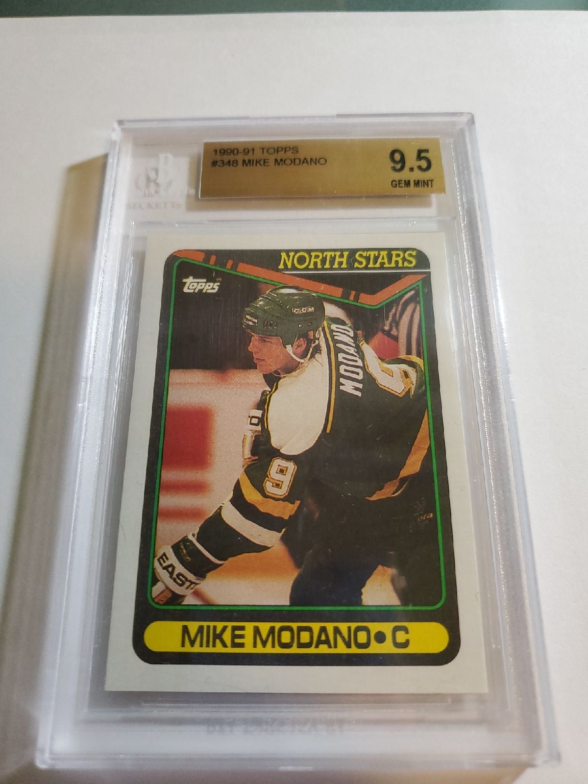 Mike Modano RC Rookie 1990-91 TOPPS #348 N.STARS GEM MINT BGS 9.5