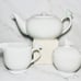 Cordon Bleu~5pc “Bird” Tea Set~Teapot-Creamer-Sugar Bowl Lid~White Porcelain~EC.