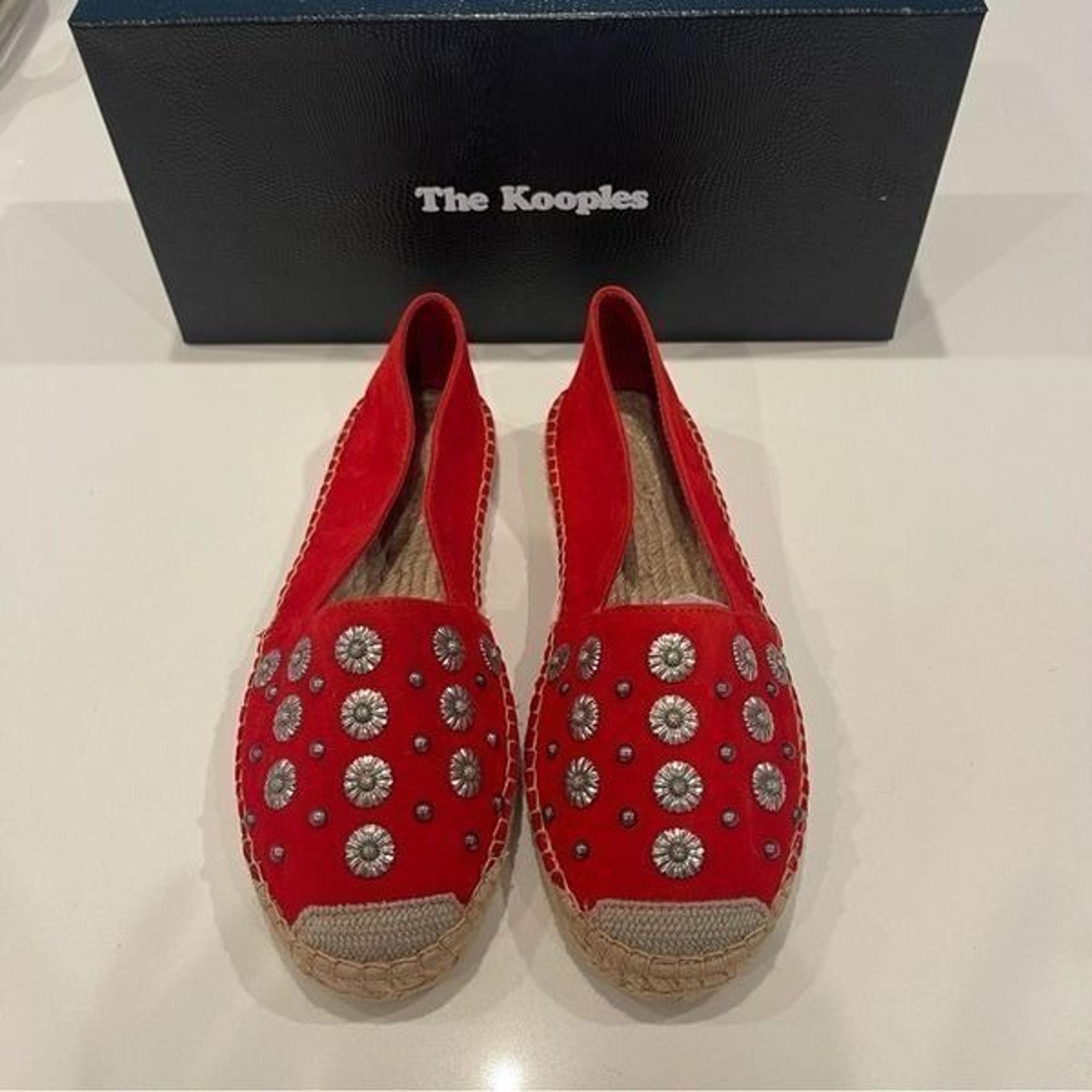 The Kooples Suede Leather And Embrode espadrille shoes NIB size 37