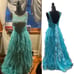Deb Women's Aquamarine Illusion Rhinestone Ruffle Formal Dress Size 9/10