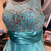 Deb Women's Aquamarine Illusion Rhinestone Ruffle Formal Dress Size 9/10