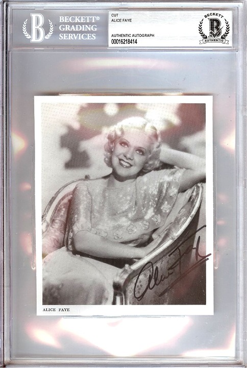 Alice Faye Signed Autograph Cut Signature Legendary Actress BAS Encased 8414