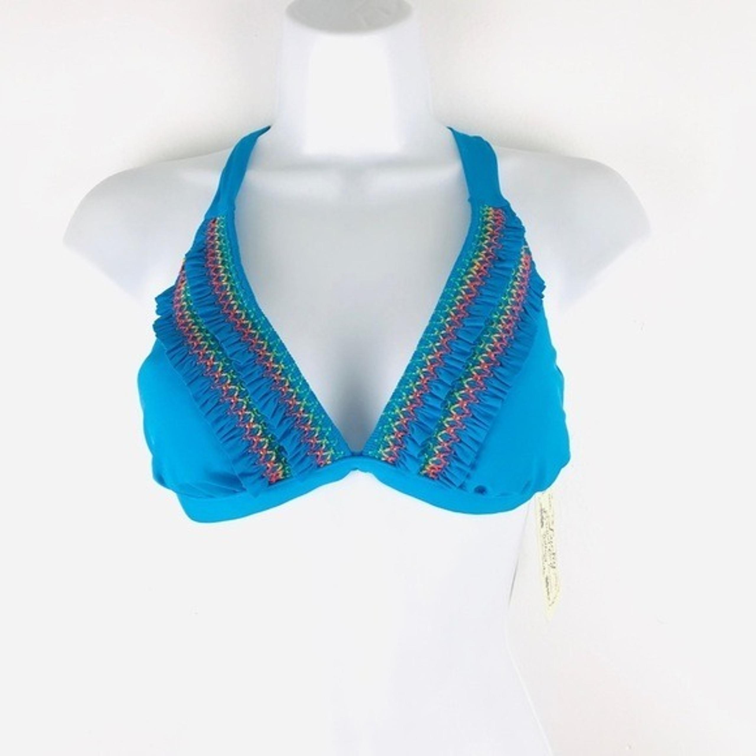 NWT Lucky Brand Fiesta Halter Bikini Top L