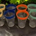 6 Vintage Fiesta Rhythm Riviera Ensemble Paneled Glass Tumblers Go-Alongs Retro