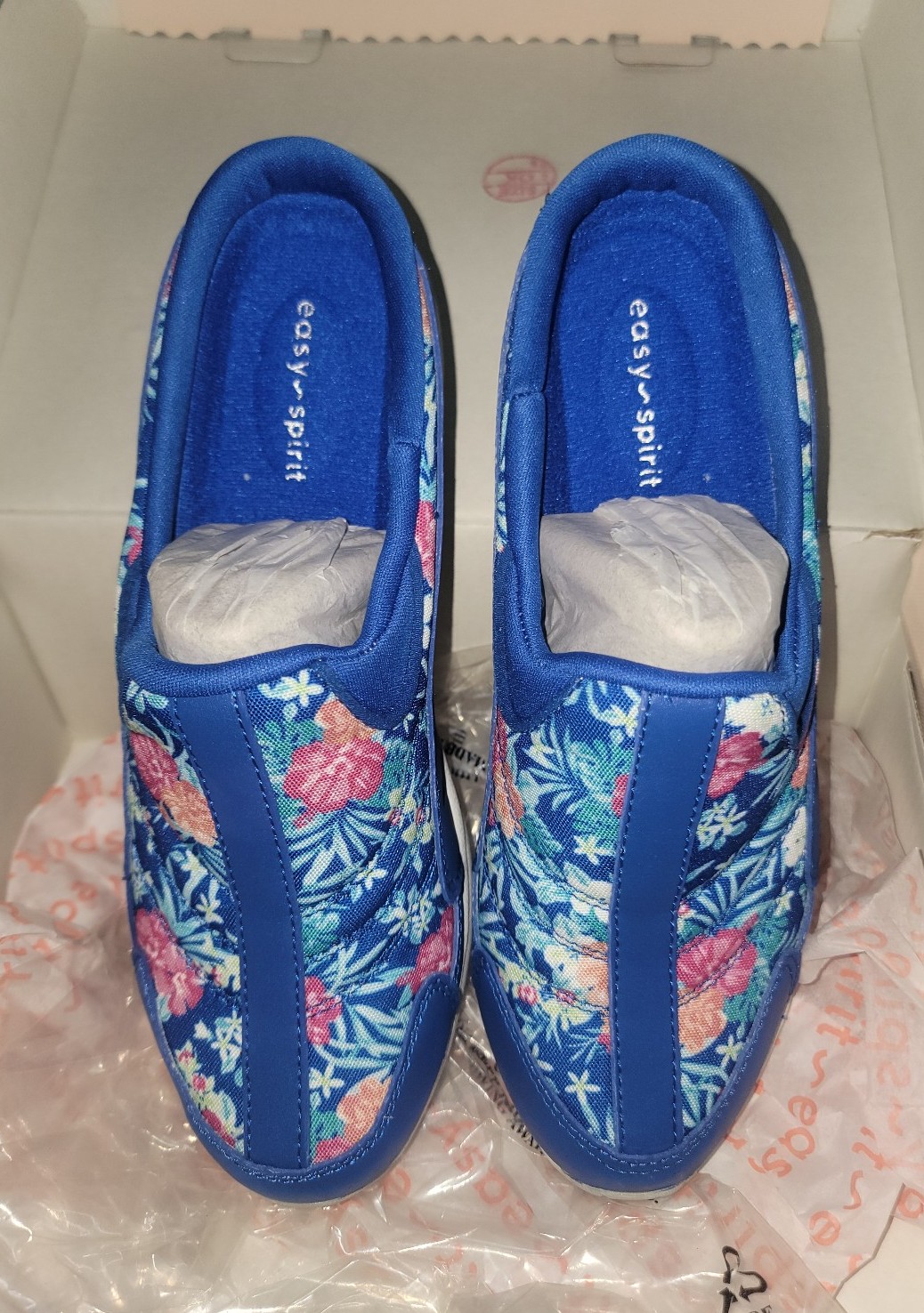 Easy Spirit Women's Travel Time 500 Mule Slip On Shoes Medium Blue Floral Sz 7 N