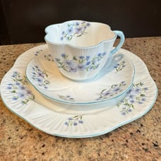 Shelley Blue Rock Teacup-saucer-dessert plate England