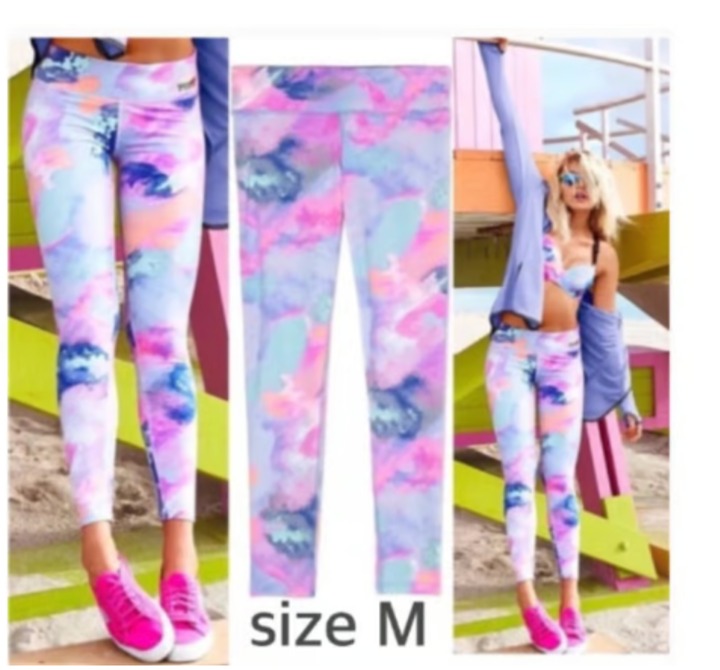 VS PINK ultimate pastel tie dye watercolor marble ombre leggings PINK