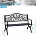 Garden Bench Metal Patio Bench Outdoor Porch Park Bench Cast Iron Sturdy Steel