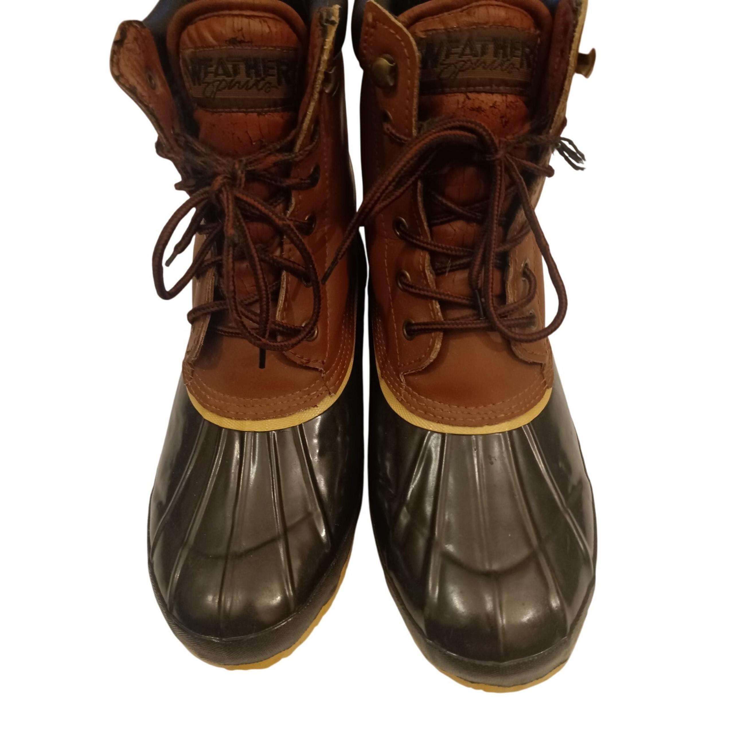 Weather Spirits Duck Boots Men’s Size 10 Brown Black Waterproof Rubber Toe