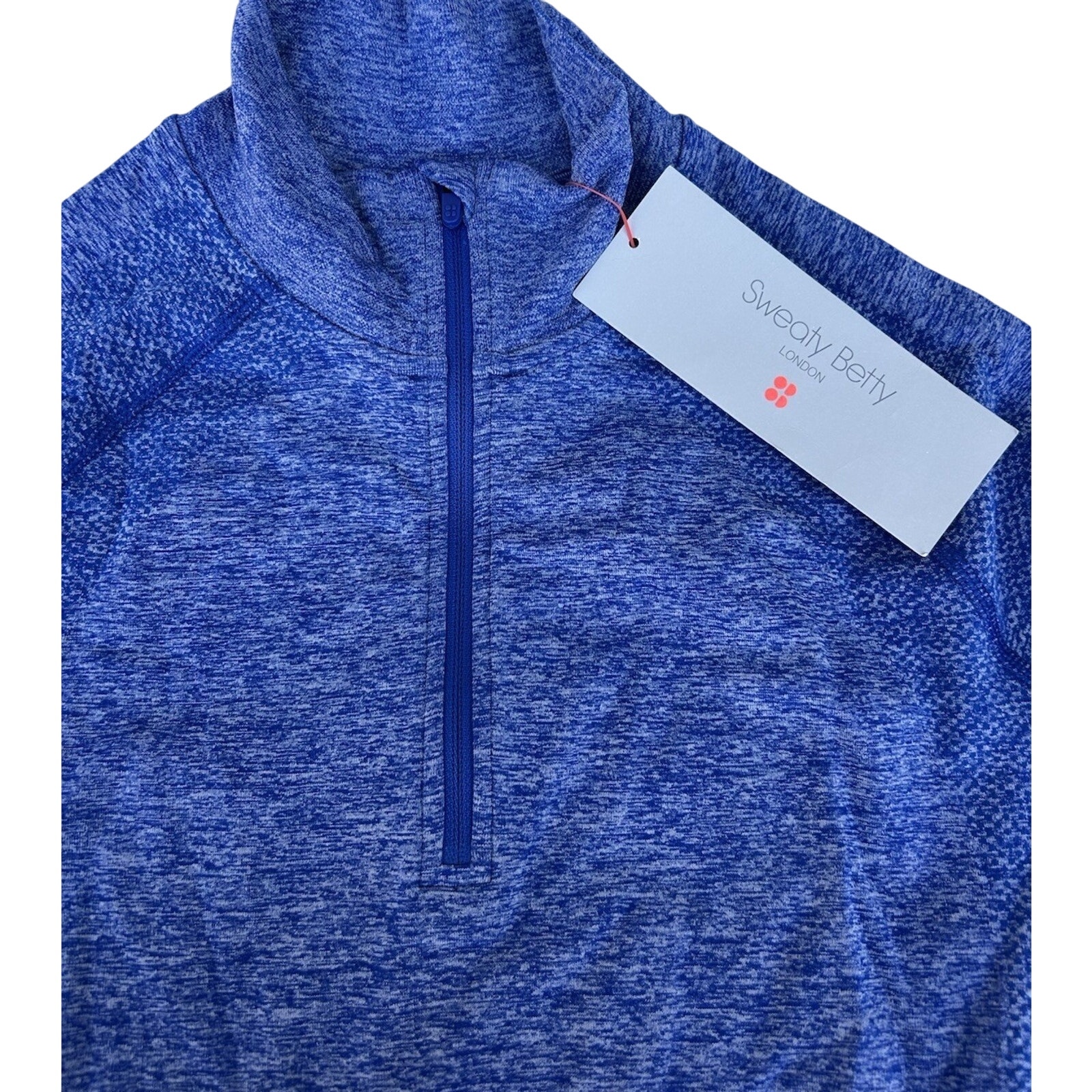 Sweaty Betty Size Small Athlete Half Zip Marl Long Sleeve Lightning Blue NWT New