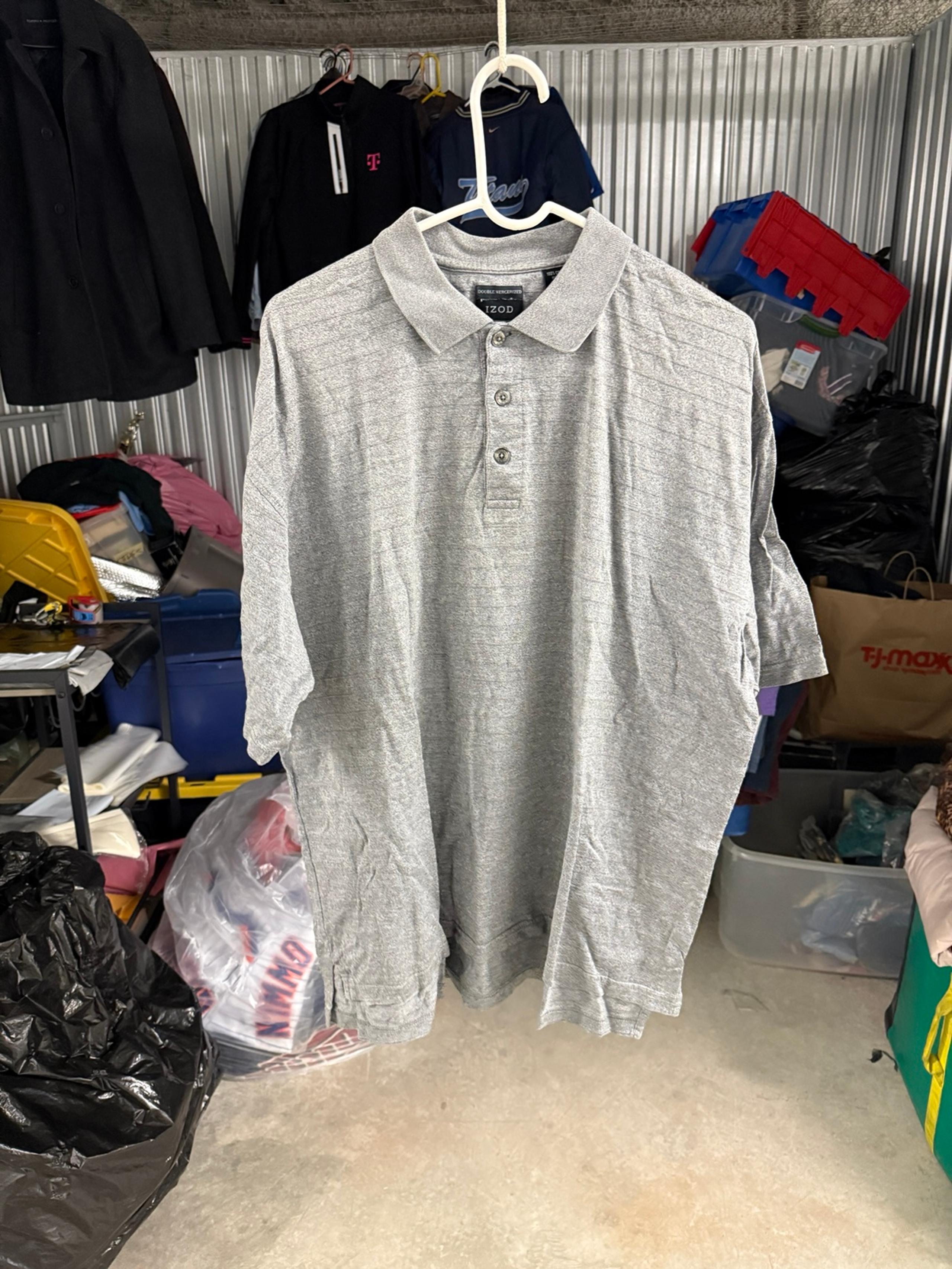 IZOD Men’s Polo Shirt Size XL Gray Double Mercerized 100% Cotton Golf Casual Top