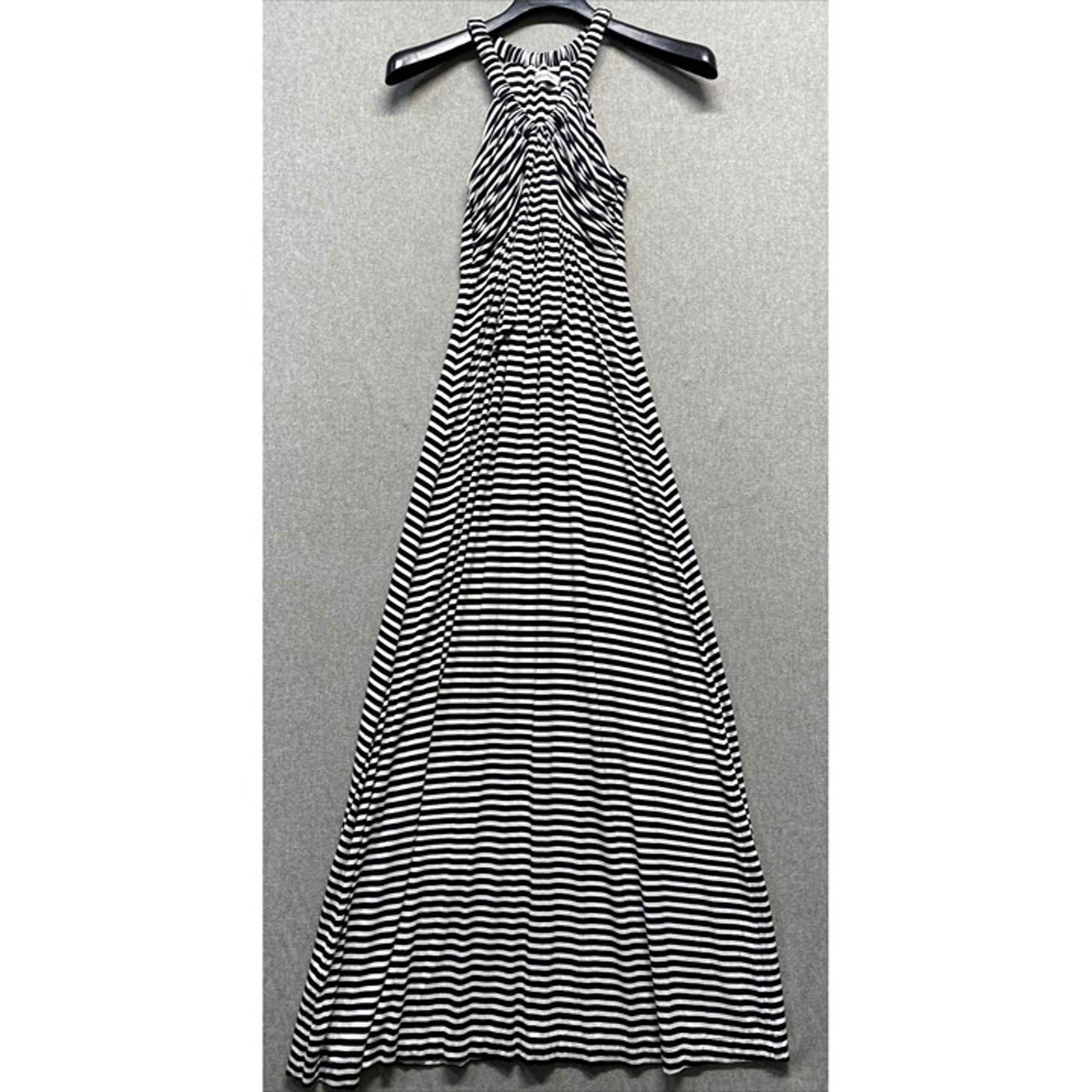 Calvin Klein Womens Racer Back Stretch Maxi Dress Size 2 Black White Striped