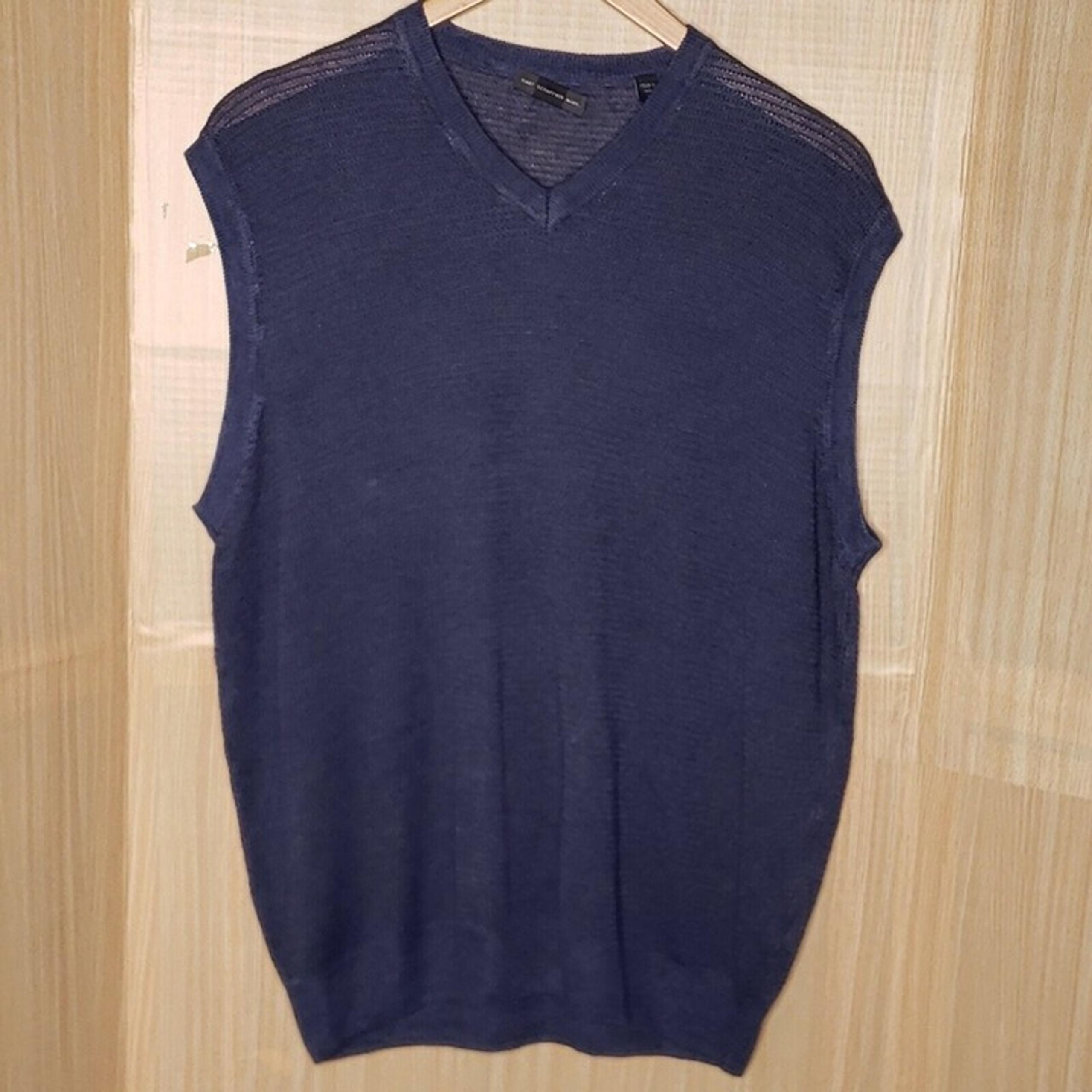 Hart Schaffner Marx Mens Linen Blend Sweater Vest Blue Large