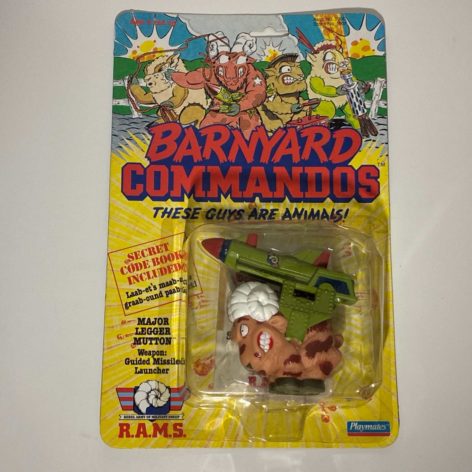 VINTAGE 1989 PLAYMATES BARNYARD COMMANDOS MAJOR LEGGER MUTTON NEW SEALED