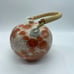 Fujita Kutani Japan Vintage Teapot Wicker Handle Orange Gold Chrysanthemum